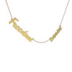 14 ayar altın kolye (2 karakterli el yazısı, 40 cm rose altın rolo zincir)