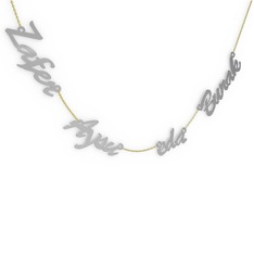 Aile İsim Kolye - 925 ayar gümüş kolye (4 karakterli el yazısı, 40 cm altın rolo zincir) #1r0wg3o