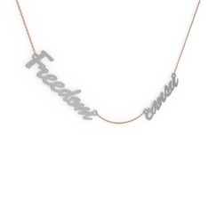 Aile İsim Kolye - 18 ayar beyaz altın kolye (2 karakterli el yazısı, 40 cm rose altın rolo zincir) #1w2wl48