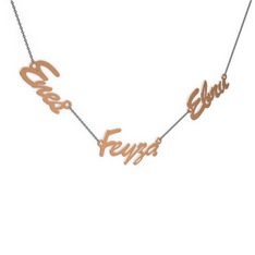 Aile İsim Kolye - 18 ayar rose altın kolye (3 karakterli el yazısı, 40 cm gümüş rolo zincir) #yz5vio
