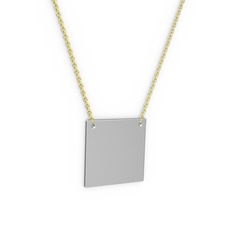 Alice Kare kolye - 18 ayar beyaz altın kolye (40 cm gümüş rolo zincir) #1dqrhoc