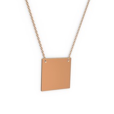 Alice Kare kolye - 18 ayar rose altın kolye (40 cm rose altın rolo zincir) #kw42xq