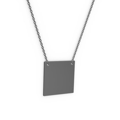 Alice Kare kolye - 925 ayar siyah rodyum kaplama gümüş kolye (40 cm gümüş rolo zincir) #p1uklu