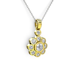 Elmas Çiçek Kolye - Swarovski 8 ayar altın kolye (40 cm gümüş rolo zincir) #18ot7kt