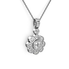 Elmas Çiçek Kolye - Swarovski 925 ayar gümüş kolye (40 cm gümüş rolo zincir) #1egbwk1