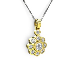 Elmas Çiçek Kolye - Swarovski 8 ayar altın kolye (40 cm gümüş rolo zincir) #1eq37ji