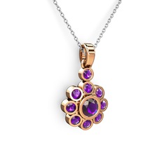 Ametist 18 ayar rose altın kolye (40 cm beyaz altın rolo zincir)