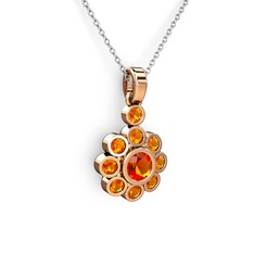 Elmas Çiçek Kolye - Sitrin 8 ayar rose altın kolye (40 cm beyaz altın rolo zincir) #exw0ru