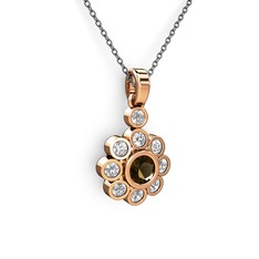 Elmas Çiçek Kolye - Swarovski ve dumanlı kuvars 18 ayar rose altın kolye (40 cm gümüş rolo zincir) #gce3k2