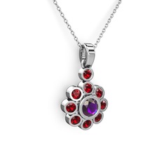 Elmas Çiçek Kolye - Garnet ve ametist 925 ayar gümüş kolye (40 cm beyaz altın rolo zincir) #gwymwu