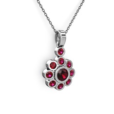 Rodolit garnet 8 ayar beyaz altın kolye (40 cm gümüş rolo zincir)