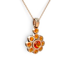 Elmas Çiçek Kolye - Sitrin 8 ayar rose altın kolye (40 cm rose altın rolo zincir) #ijy0zg
