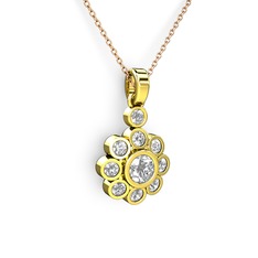 Elmas ve swarovski 18 ayar altın kolye (0.54 karat, 40 cm gümüş rolo zincir)