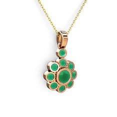 Elmas Çiçek Kolye - Kök zümrüt 8 ayar rose altın kolye (40 cm gümüş rolo zincir) #leeti8