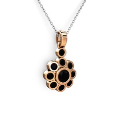Siyah zirkon 8 ayar rose altın kolye (40 cm beyaz altın rolo zincir)