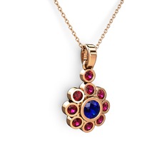 Elmas Çiçek Kolye - Rodolit garnet ve lab safir 18 ayar rose altın kolye (40 cm gümüş rolo zincir) #vwh5du