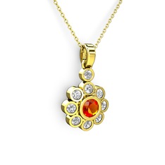 Swarovski ve sitrin 925 ayar altın kaplama gümüş kolye (40 cm altın rolo zincir)