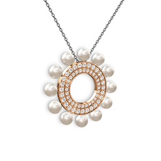 Velinda İnci Kolye - Inci ve swarovski 18 ayar rose altın kolye (40 cm gümüş rolo zincir) #kpxa86