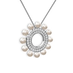 Inci ve swarovski 925 ayar gümüş kolye (40 cm gümüş rolo zincir)