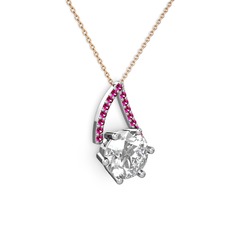 Tirian Kolye - Swarovski ve rodolit garnet 925 ayar gümüş kolye (40 cm rose altın rolo zincir) #10lehra