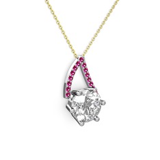 Tirian Kolye - Swarovski ve rodolit garnet 14 ayar beyaz altın kolye (40 cm altın rolo zincir) #121465i