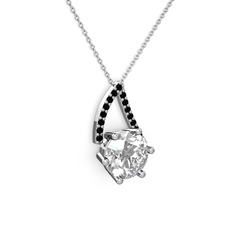 Swarovski ve siyah zirkon 925 ayar gümüş kolye (40 cm gümüş rolo zincir)