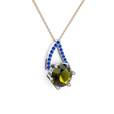 Tirian Kolye - Peridot ve lab safir 925 ayar gümüş kolye (40 cm gümüş rolo zincir) #1dhhcno