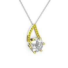 Tirian Kolye - Swarovski ve peridot 18 ayar altın kolye (40 cm beyaz altın rolo zincir) #1hzgllo