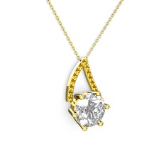 Tirian Kolye - Swarovski ve sitrin 18 ayar altın kolye (40 cm gümüş rolo zincir) #1ibrg4p