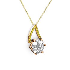 Tirian Kolye - Swarovski ve peridot 14 ayar rose altın kolye (40 cm altın rolo zincir) #1irncb2