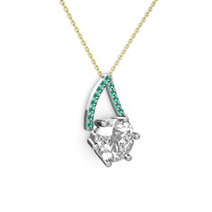 Tirian Kolye - Swarovski ve yeşil kuvars 925 ayar gümüş kolye (40 cm gümüş rolo zincir) #1l3y8zx