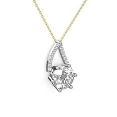 Tirian Kolye - Swarovski ve pırlanta 18 ayar beyaz altın kolye (0.24 karat, 40 cm altın rolo zincir) #1l87j89