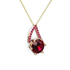 Tirian Kolye - Rodolit garnet 14 ayar rose altın kolye (40 cm gümüş rolo zincir) #1lsf0uo