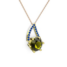 Tirian Kolye - Peridot ve lab safir 14 ayar altın kolye (40 cm rose altın rolo zincir) #1mvuf18