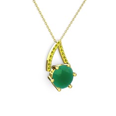 Kök zümrüt ve peridot 14 ayar altın kolye (40 cm altın rolo zincir)