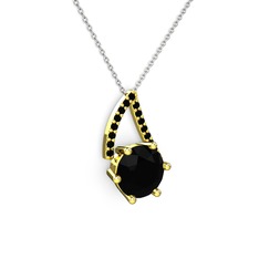 Tirian Kolye - Siyah zirkon 18 ayar altın kolye (40 cm beyaz altın rolo zincir) #1re63x5