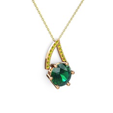 Yeşil kuvars ve peridot 18 ayar rose altın kolye (40 cm gümüş rolo zincir)