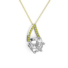 Tirian Kolye - Swarovski ve peridot 925 ayar gümüş kolye (40 cm gümüş rolo zincir) #1s18neu
