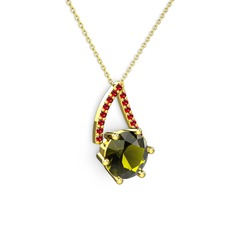 Tirian Kolye - Peridot ve garnet 925 ayar altın kaplama gümüş kolye (40 cm altın rolo zincir) #1wd7f8m