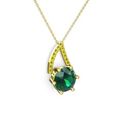 Tirian Kolye - Yeşil kuvars ve peridot 18 ayar altın kolye (40 cm gümüş rolo zincir) #2nitct