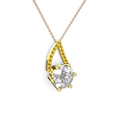 Swarovski ve sitrin 8 ayar altın kolye (40 cm gümüş rolo zincir)