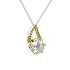 Tirian Kolye - Swarovski ve dumanlı kuvars 8 ayar altın kolye (40 cm beyaz altın rolo zincir) #4teo3x