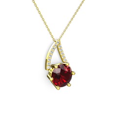 Tirian Kolye - Garnet ve swarovski 925 ayar altın kaplama gümüş kolye (40 cm gümüş rolo zincir) #6bu03w