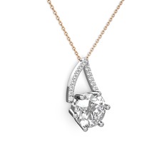 Tirian Kolye - Swarovski ve pırlanta 14 ayar beyaz altın kolye (0.24 karat, 40 cm gümüş rolo zincir) #6icwxj