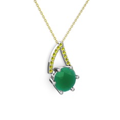 Tirian Kolye - Kök zümrüt ve peridot 925 ayar gümüş kolye (40 cm gümüş rolo zincir) #8193gx