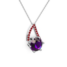Tirian Kolye - Ametist ve garnet 925 ayar gümüş kolye (40 cm gümüş rolo zincir) #8d0zgn