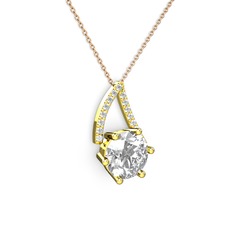 Tirian Kolye - Swarovski 8 ayar altın kolye (40 cm gümüş rolo zincir) #8u068f