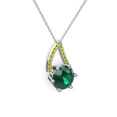 Yeşil kuvars ve peridot 18 ayar beyaz altın kolye (40 cm beyaz altın rolo zincir)
