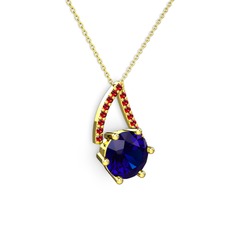Tirian Kolye - Lab safir ve garnet 925 ayar altın kaplama gümüş kolye (40 cm gümüş rolo zincir) #a6txhz