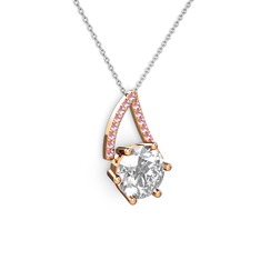 Tirian Kolye - Swarovski ve pembe kuvars 18 ayar rose altın kolye (40 cm gümüş rolo zincir) #cmu1e8